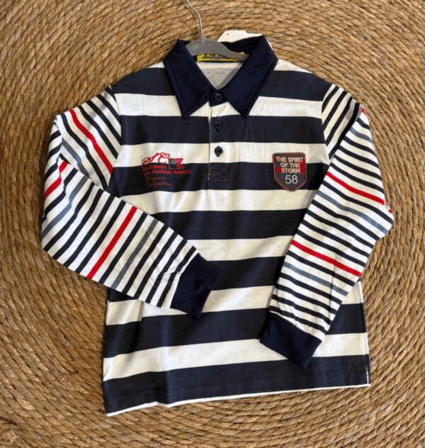 Polo rayas marino